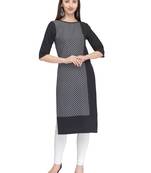 Black Printed Crepe Ethnic-Kurtis