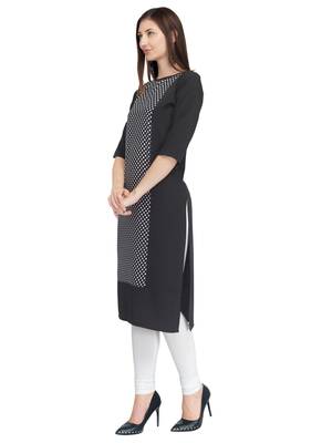 Black Printed Crepe Ethnic-Kurtis 2