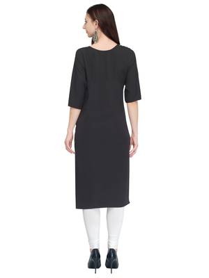 Black Printed Crepe Ethnic-Kurtis 3