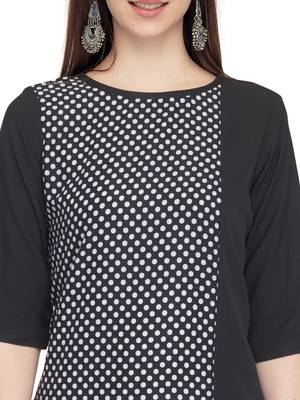 Black Printed Crepe Ethnic-Kurtis 4