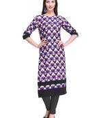 Purple Printed Crepe Ethnic-Kurtis