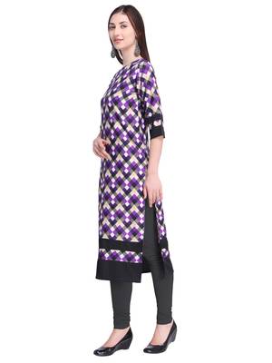 Purple Printed Crepe Ethnic-Kurtis 2