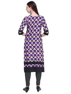 Purple Printed Crepe Ethnic-Kurtis 3