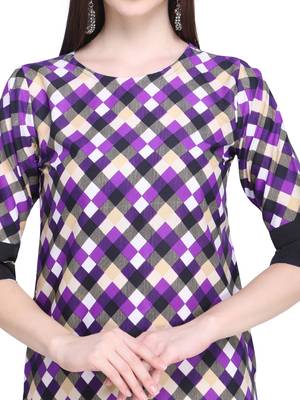 Purple Printed Crepe Ethnic-Kurtis 4