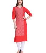 Red Printed Crepe Ethnic-Kurtis