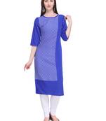 Blue Printed Crepe Ethnic-Kurtis