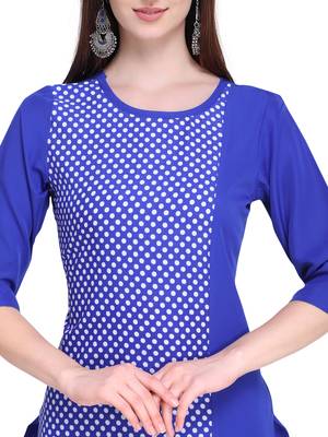 Blue Printed Crepe Ethnic-Kurtis 4