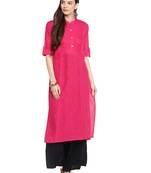 Pink plain cotton ethnic-kurtis