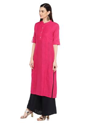 Pink plain cotton ethnic-kurtis 2
