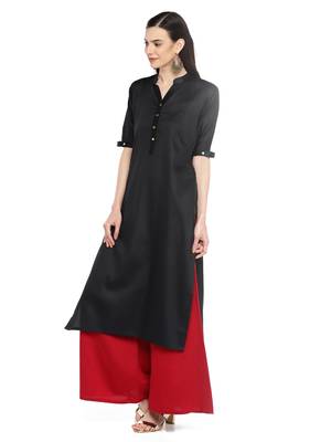 Black plain cotton ethnic-kurtis 2