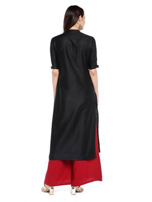 Black plain cotton ethnic-kurtis 3