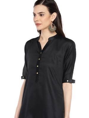 Black plain cotton ethnic-kurtis 4