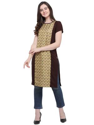 Multicolor Printed Crepe Ethnic-Kurtis 1
