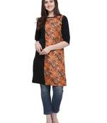 Black Printed Crepe Ethnic-Kurtis