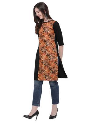 Black Printed Crepe Ethnic-Kurtis 2