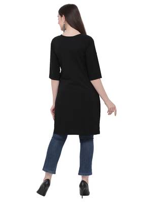 Black Printed Crepe Ethnic-Kurtis 3