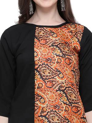 Black Printed Crepe Ethnic-Kurtis 4