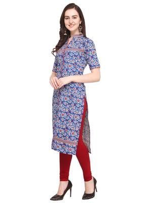 Blue Printed Cotton Ethnic-Kurtis 2