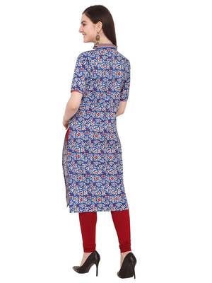 Blue Printed Cotton Ethnic-Kurtis 3