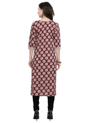 Maroon Printed Cotton Ethnic-Kurtis 3