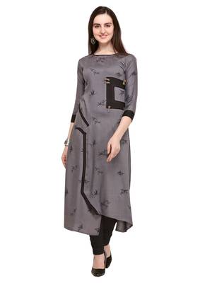 Grey embroidered rayon ethnic-kurtis 1