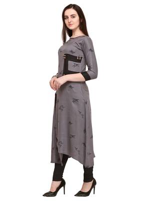 Grey embroidered rayon ethnic-kurtis 2
