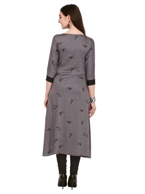 Grey embroidered rayon ethnic-kurtis 3