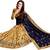 Dark Blue & cream  embroidered  silk saree with blouse