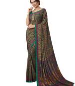 Multicolor Printed Crepe Sarees With Blouse