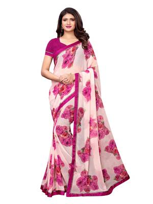 Multicolor Printed Chiffon Sarees With Blouse 1
