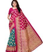 Purple Printed Art Silk Sarees With Blouse