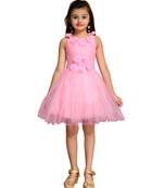 Pink plain net kids frocks
