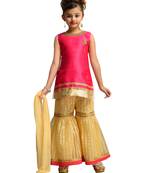 Pink Kids Party Wear Kurta Palazzo Set For Girls