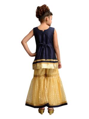 Blue Kids Party Wear Kurta Palazzo Set For Girls 2