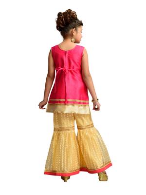 Pink Kids Party Wear Kurta Palazzo Set For Girls 3