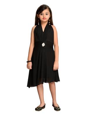 Black plain net kids gown 1
