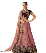 Pink Embroidered
 Jacquard Semi Stitched Lehenga