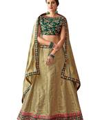Green Embroidered Jacquard Semi Stitched Lehenga