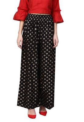 Black printed Rayon palazzo-pants 1