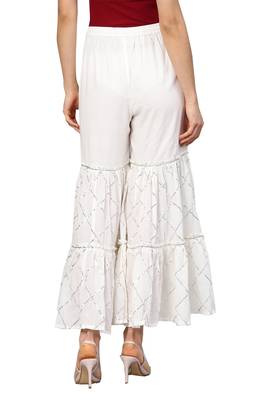 White plain cotton palazzo-pants 2