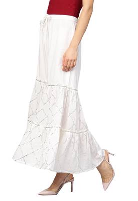 White plain cotton palazzo-pants 3