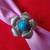 urquoise style silver flower ring