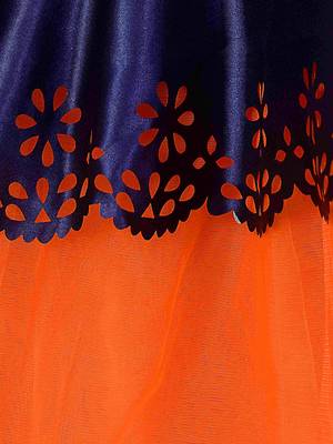 Orange plain net kids gown 4