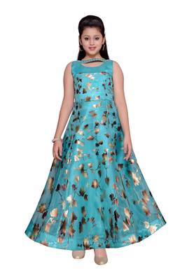 Green printed tissue kids gown 1