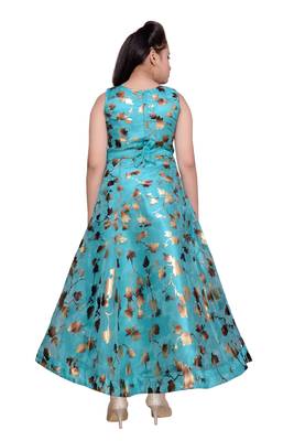 Green printed tissue kids gown 2