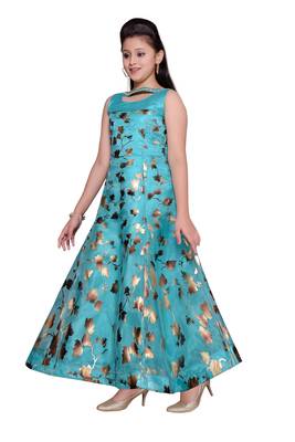 Green printed tissue kids gown 4