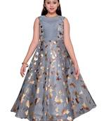 Grey printed tissue kids gown
