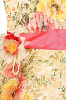 Yellow printed net kids gown 4