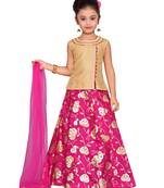 Gold printed brocade kids lehenga choli