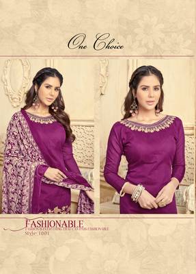 Purple embroidered chanderi salwar with dupatta 2